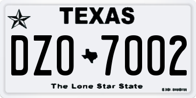 TX license plate DZO7002