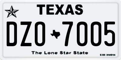 TX license plate DZO7005