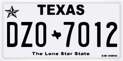 TX license plate DZO7012
