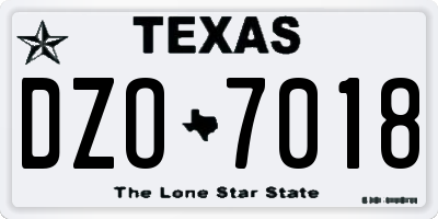 TX license plate DZO7018