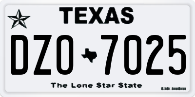 TX license plate DZO7025