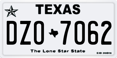 TX license plate DZO7062
