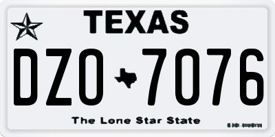 TX license plate DZO7076