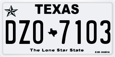 TX license plate DZO7103