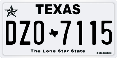 TX license plate DZO7115