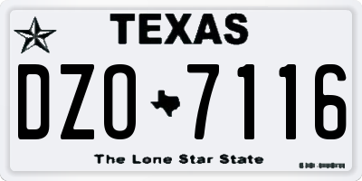 TX license plate DZO7116