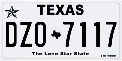 TX license plate DZO7117