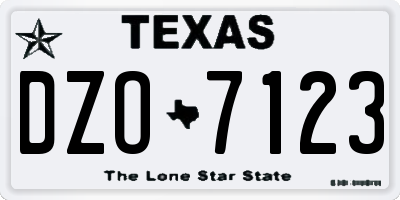 TX license plate DZO7123