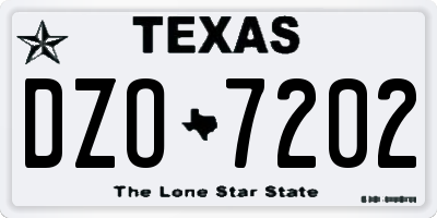 TX license plate DZO7202