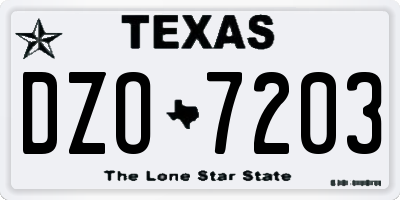 TX license plate DZO7203
