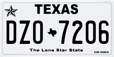 TX license plate DZO7206