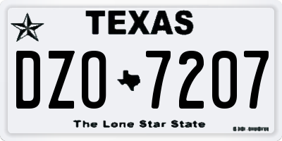 TX license plate DZO7207