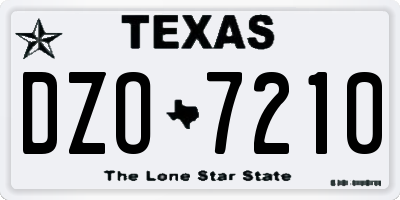 TX license plate DZO7210