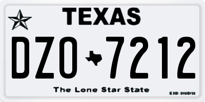 TX license plate DZO7212