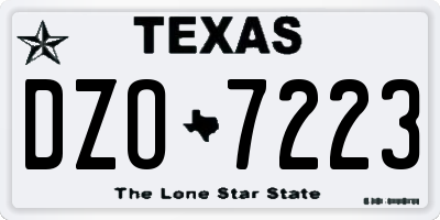 TX license plate DZO7223