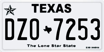 TX license plate DZO7253