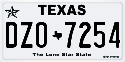 TX license plate DZO7254