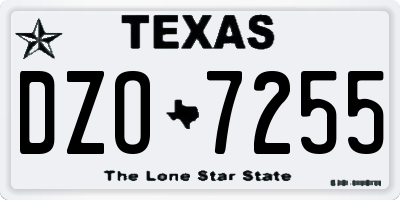 TX license plate DZO7255