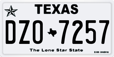 TX license plate DZO7257