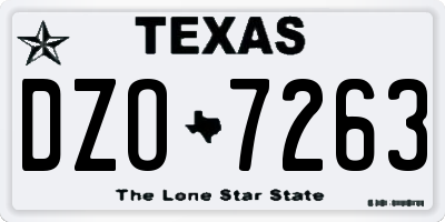 TX license plate DZO7263