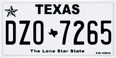 TX license plate DZO7265