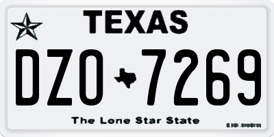 TX license plate DZO7269