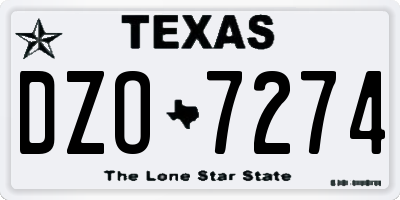 TX license plate DZO7274