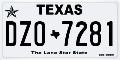 TX license plate DZO7281