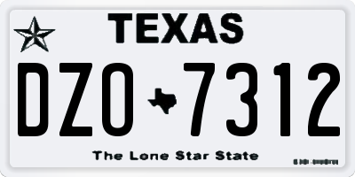 TX license plate DZO7312