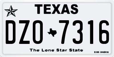 TX license plate DZO7316