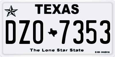 TX license plate DZO7353