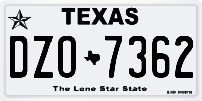 TX license plate DZO7362