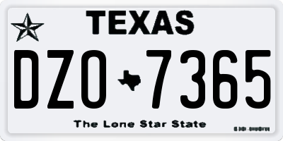 TX license plate DZO7365