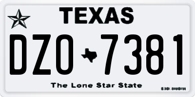 TX license plate DZO7381