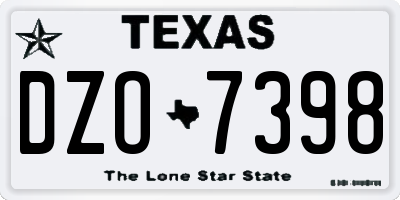 TX license plate DZO7398