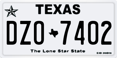 TX license plate DZO7402