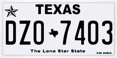 TX license plate DZO7403