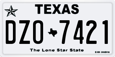 TX license plate DZO7421