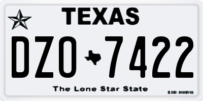 TX license plate DZO7422