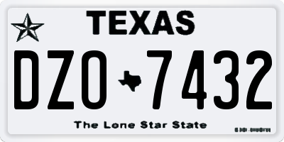 TX license plate DZO7432