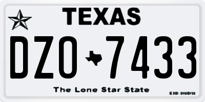 TX license plate DZO7433