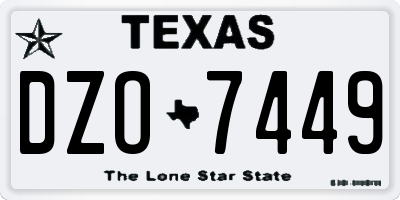TX license plate DZO7449