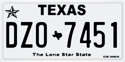 TX license plate DZO7451