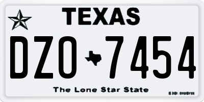 TX license plate DZO7454