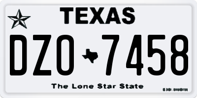 TX license plate DZO7458