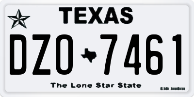 TX license plate DZO7461