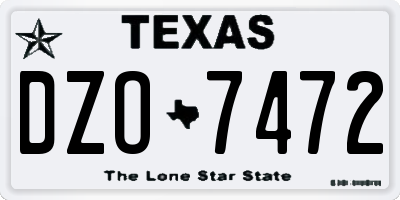TX license plate DZO7472