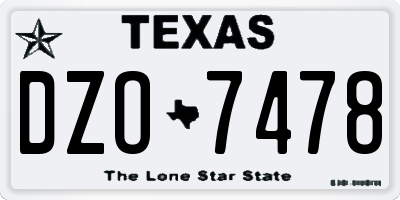 TX license plate DZO7478
