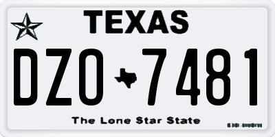 TX license plate DZO7481