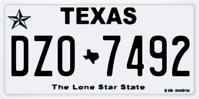 TX license plate DZO7492